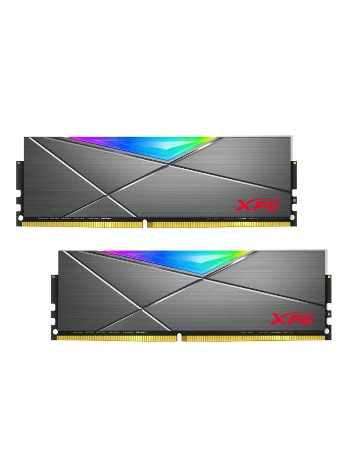 XPG - ADATA XPG SPECTRIX DDR4 D50 RGB 16GB (2x8GB) 3600MHz PC4-25600 U-DIMM 288-Pins Desktop Memory CL16 Kit Grey - Image 1