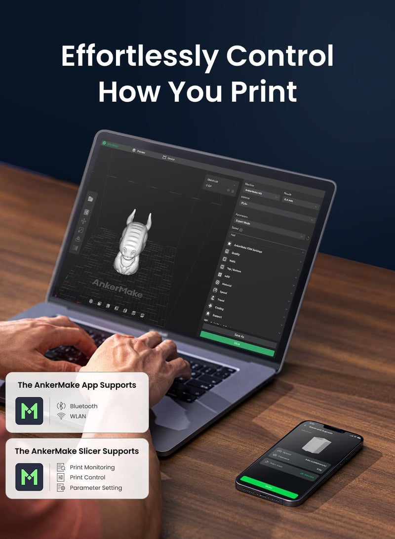 Anker - Make M5C 3D Printer, 500 mm/s High-Speed Printing, All-Metal Hotend, Supports 300℃ Printing, Control via Multi-Device, Intuitive, 7×7 Auto-Leveling, 220×220×250 mm Print Volume Grey - Image 1