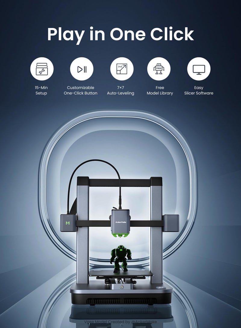 Anker - Make M5C 3D Printer, 500 mm/s High-Speed Printing, All-Metal Hotend, Supports 300℃ Printing, Control via Multi-Device, Intuitive, 7×7 Auto-Leveling, 220×220×250 mm Print Volume Grey - Image 1