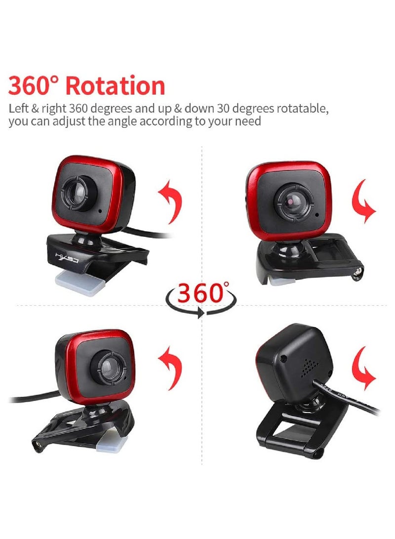 HXSJ - A849 USB Web Camera 480P Computer Camera Manual Focus Webcam with Sound-absorbing Microphone for PC Laptop Red/Black - Image 1