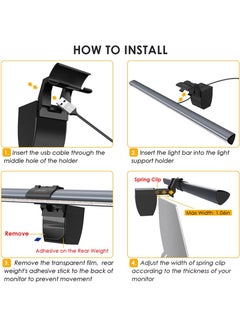 Flash Hawk Computer Monitor Lamp Screen Light For Office/Home/Gaming/Desk With Adjustable Brightness/Color Temperature Black  - Image 3