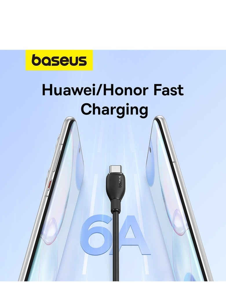 Baseus - 100W USB A To USB C Charger Cable,(1.2M) 6A PD Fast Charging Data Cable Type C Cable For iPhone 15/15 Plus/15 Pro Max/MacBook Pro Samsung S22/21/20/Note20 And All Type-C Mobile Phone Black - Image 1