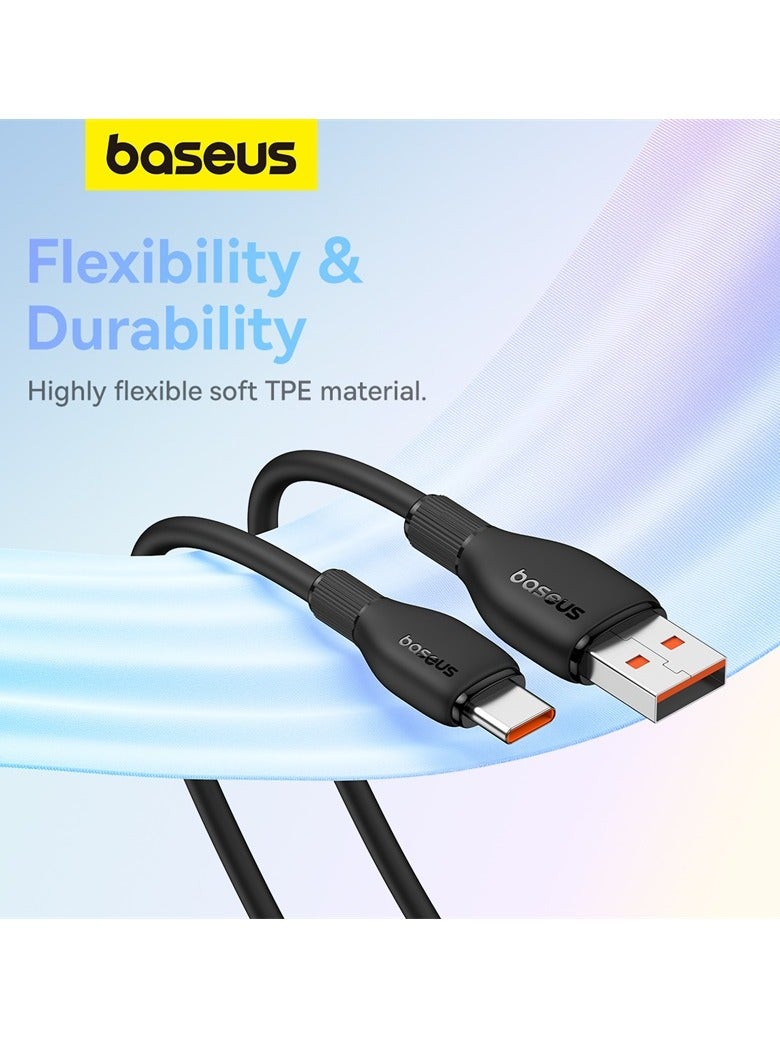 Baseus - 100W USB A To USB C Charger Cable,(1.2M) 6A PD Fast Charging Data Cable Type C Cable For iPhone 15/15 Plus/15 Pro Max/MacBook Pro Samsung S22/21/20/Note20 And All Type-C Mobile Phone Black - Image 1