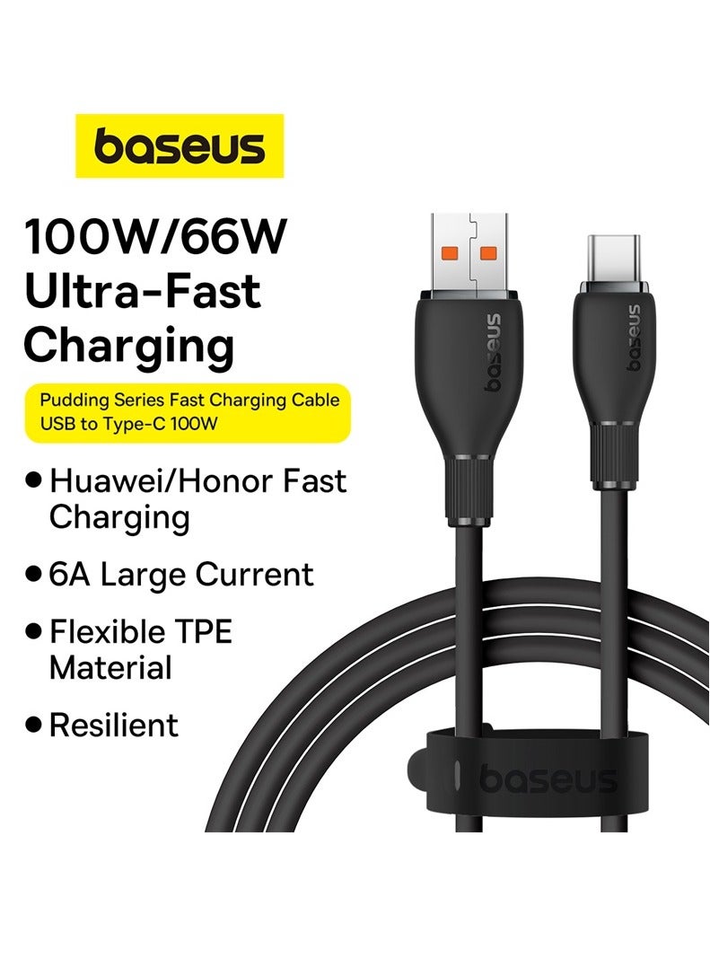 Baseus - 100W USB A To USB C Charger Cable,(1.2M) 6A PD Fast Charging Data Cable Type C Cable For iPhone 15/15 Plus/15 Pro Max/MacBook Pro Samsung S22/21/20/Note20 And All Type-C Mobile Phone Black - Image 1