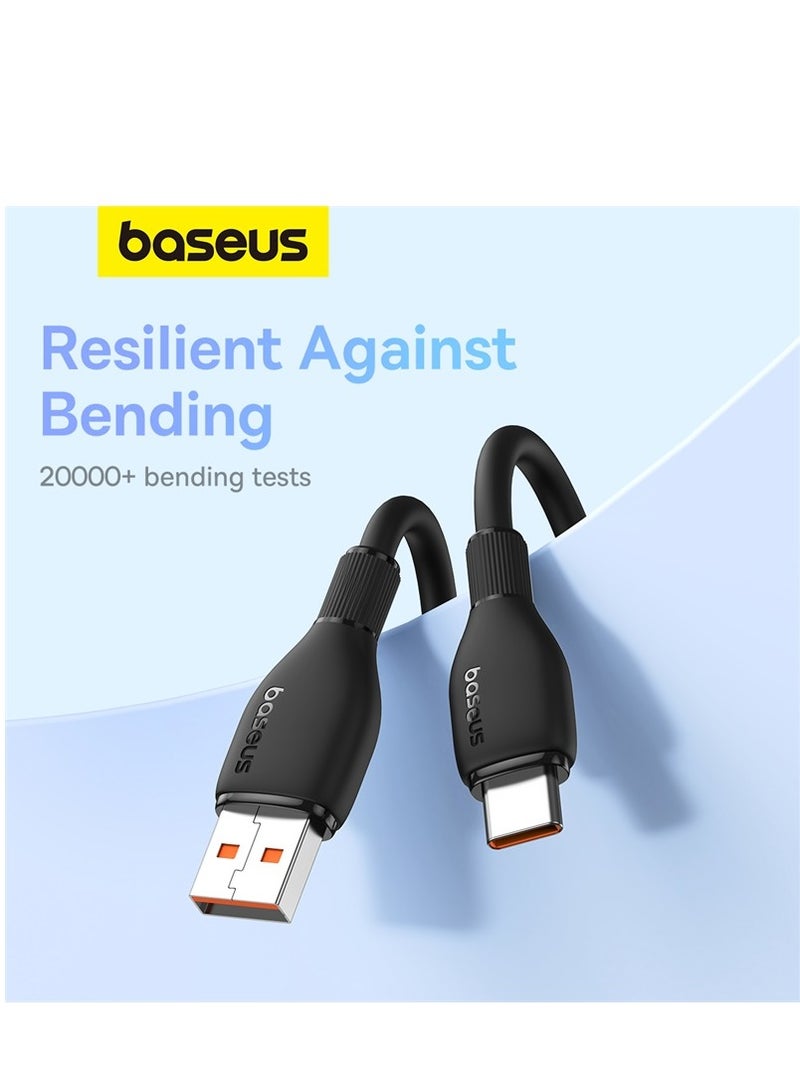 Baseus - 100W USB A To USB C Charger Cable,(1.2M) 6A PD Fast Charging Data Cable Type C Cable For iPhone 15/15 Plus/15 Pro Max/MacBook Pro Samsung S22/21/20/Note20 And All Type-C Mobile Phone Black - Image 1