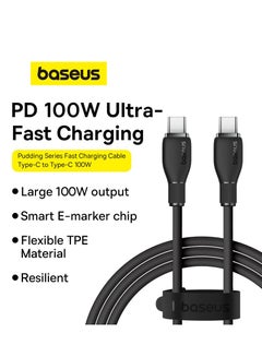 Baseus 100W USB C To USB C Charger Cable [1.2m 5A] , Type C iPhone 15 Fast Charging Cable Compatible With MacBook Pro, iPad Pro/Air, iPhone 15/15 Plus/15 Pro Max, Galaxy S23+/S23 Ultra, And More Black  - Image 2