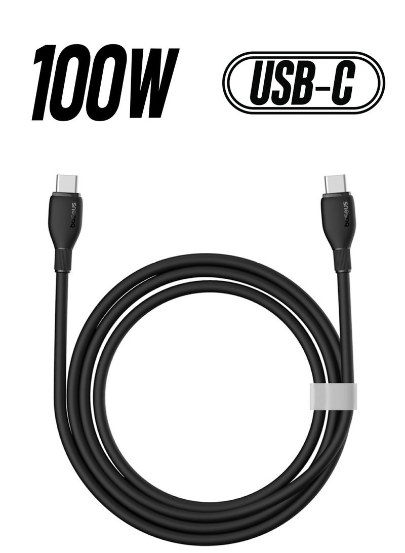 Baseus 100W USB C To USB C Charger Cable [1.2m 5A] , Type C iPhone 15 Fast Charging Cable Compatible With MacBook Pro, iPad Pro/Air, iPhone 15/15 Plus/15 Pro Max, Galaxy S23+/S23 Ultra, And More Black  - Image 1