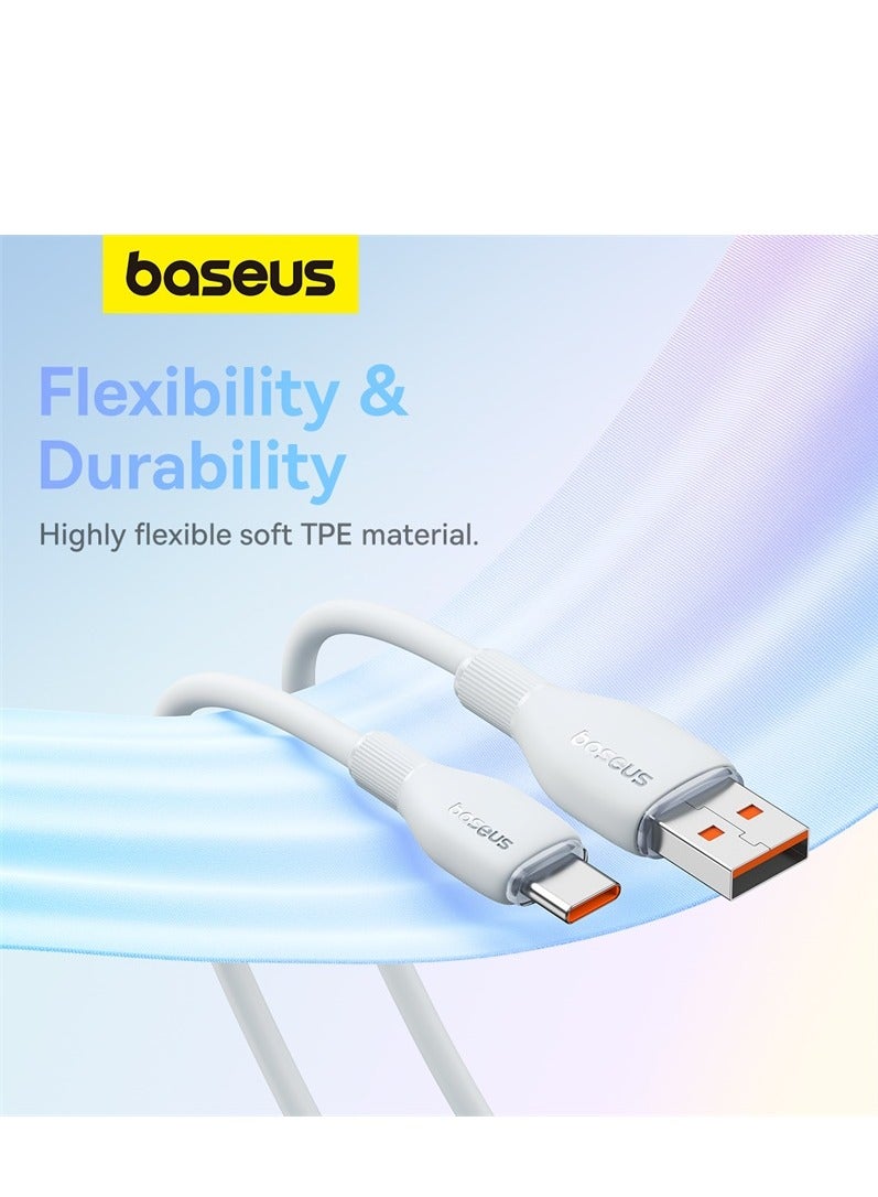 Baseus 100W USB A To USB C Charger Cable, (1.2M) 6A PD Fast Charging Data Cable Type C Cable For iPhone 15/15 Plus/15 Pro Max/MacBook Pro Samsung S22/21/20/Note20 And All Type-C Mobile Phone White  - Image 5