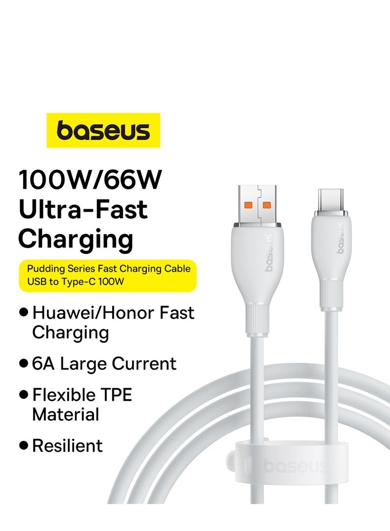 Baseus 100W USB A To USB C Charger Cable, (1.2M) 6A PD Fast Charging Data Cable Type C Cable For iPhone 15/15 Plus/15 Pro Max/MacBook Pro Samsung S22/21/20/Note20 And All Type-C Mobile Phone White  - Image 2