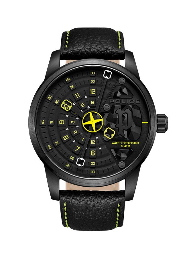 POLICE - Men's Analog Round Shape Leather Wrist Watch PEWJA0022101 - 46 Mm - Image 1
