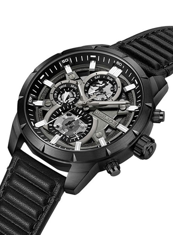 POLICE Men's Chronograph Round Shape Leather Wrist Watch PEWJF0021803 - 45 Mm  - Image 2