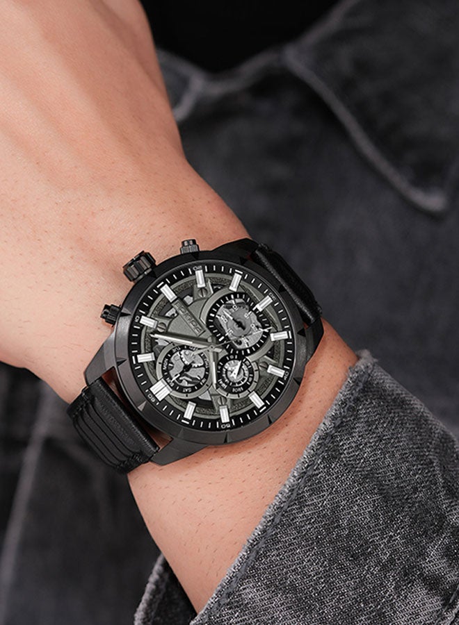 POLICE Men's Chronograph Round Shape Leather Wrist Watch PEWJF0021803 - 45 Mm  - Image 5
