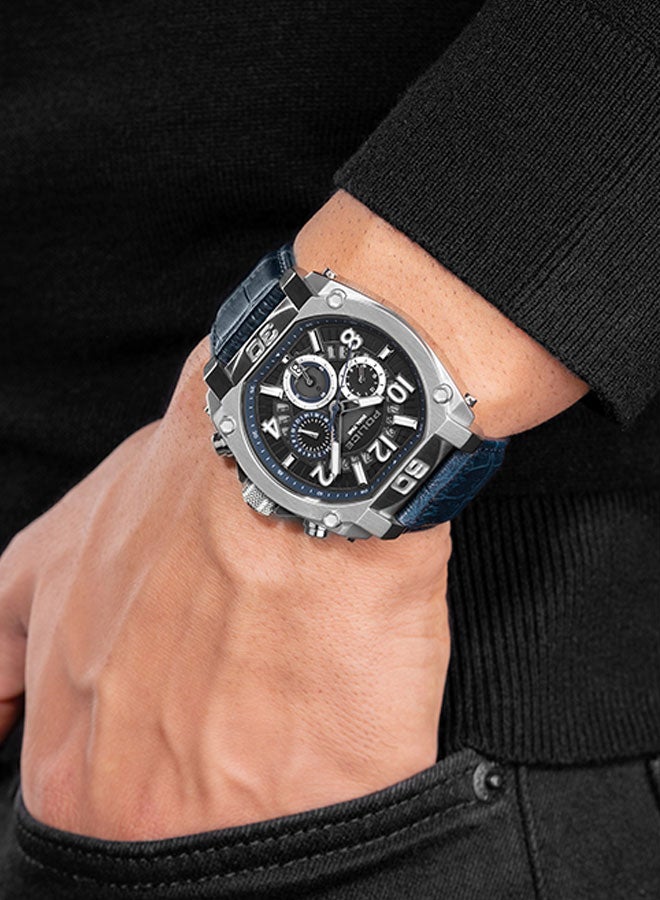 بوليس ساعة يد كرونوغراف جلدية دائرية الشكل للرجال PEWJF0021901 - 45 ملم - Image 5