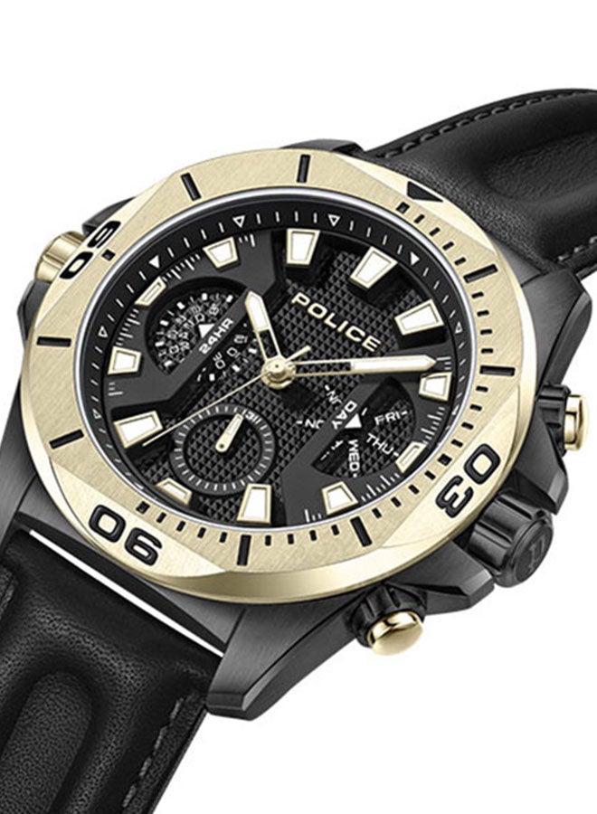 بوليس ساعة يد كرونوغراف جلدية دائرية الشكل للرجال PEWJF0022501 - 46 ملم - Image 4