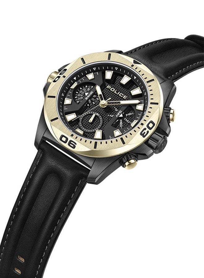 بوليس ساعة يد كرونوغراف جلدية دائرية الشكل للرجال PEWJF0022501 - 46 ملم - Image 2
