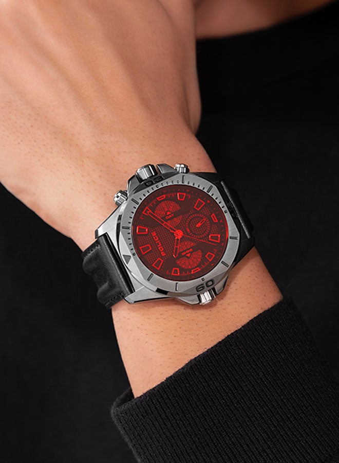 POLICE - Men's Chronograph Round Shape Leather Wrist Watch PEWJF0022502 - 46 Mm - Image 1