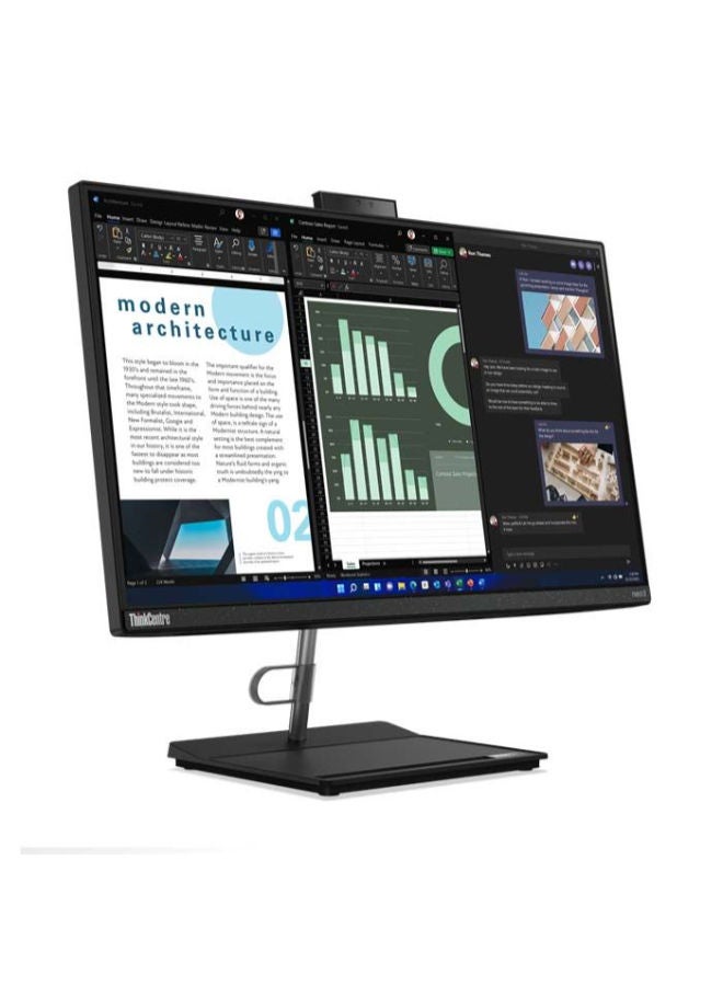 Lenovo - ThinkCentre neo V30a 24 AIO With 23.8-inch Full HD (1920x1080) Display IPS, Intel core i5-12450H Processor/8GB RAM/512GB SSD M.2/DOS(Without Windows)/Intel UHD Graphics With USB Keyboard + Mouse English/Arabic Raven Black - Image 1