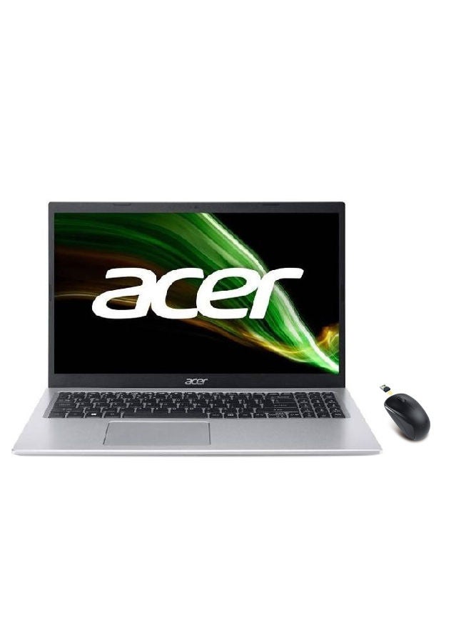 أيسر - كمبيوتر محمول أسباير 3 A315-58-34X1 بشاشة FHD مقاس 15.6 بوصة، ومعالج Core i3-1115G4/ وذاكرة وصول عشوائي سعة 4 جيجابايت/ ومحرك أقراص SSD سعة 256 جيجابايت/DOS (بدون نظام التشغيل Windows)/ورسومات Intel UHD مع ماوس لاسلكي مجاني باللغة الإنجليزية/العربية فضي نقي - Image 1