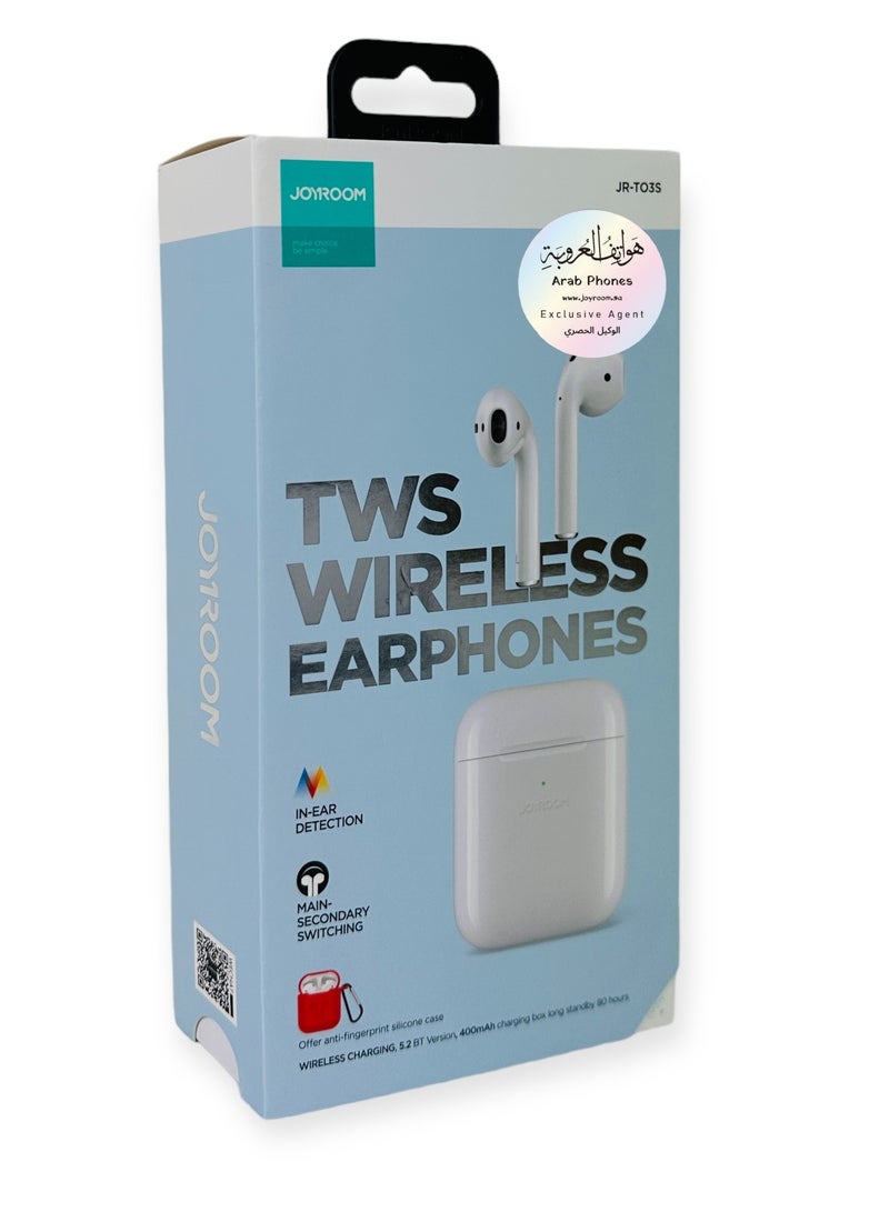 JOYROOM - JR-T03S TWS Wireless Earphones-White (Airoha Chip) WHITE - Image 1