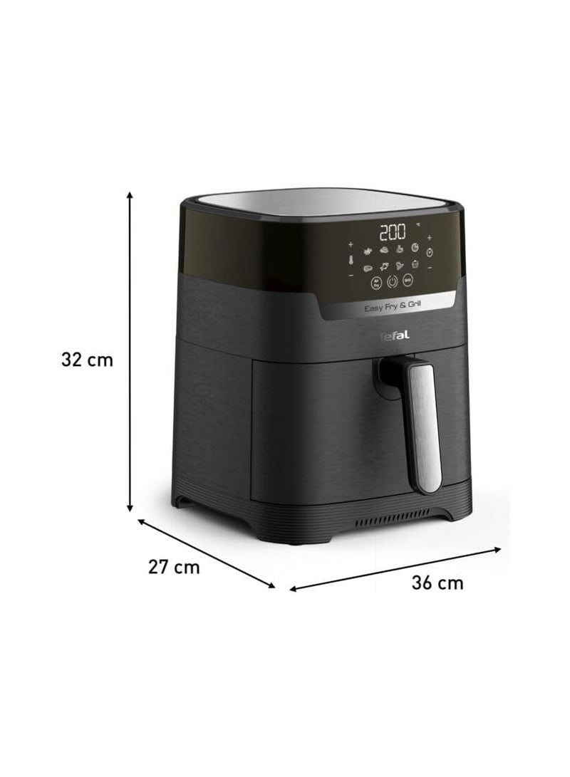 Tefal - Easy Fry And Grill Hot Air Fryer 2 In 1 Technology Air Fryer And Grill Digital Display For 6 Servings 8 Cooking Programs Energy Saving Without Oil 4.2 L 1550 W EY5058 Black - Image 1