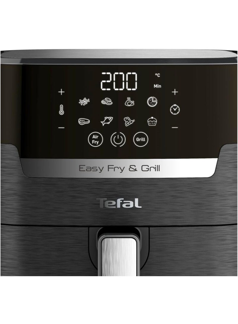 Tefal - Easy Fry And Grill Hot Air Fryer 2 In 1 Technology Air Fryer And Grill Digital Display For 6 Servings 8 Cooking Programs Energy Saving Without Oil 4.2 L 1550 W EY5058 Black - Image 1