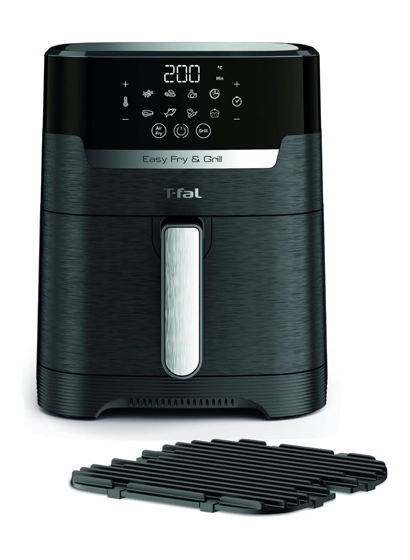 Tefal - Easy Fry And Grill Hot Air Fryer 2 In 1 Technology Air Fryer And Grill Digital Display For 6 Servings 8 Cooking Programs Energy Saving Without Oil 4.2 L 1550 W EY5058 Black - Image 1