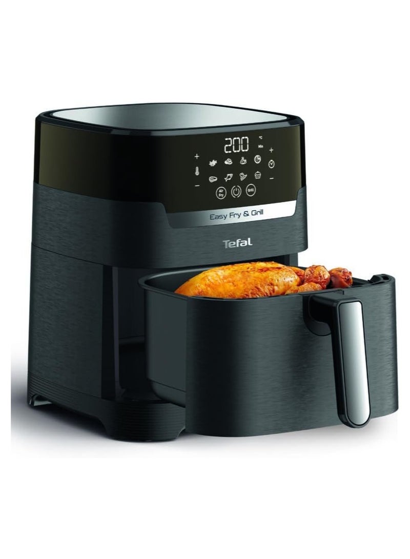 Tefal - Easy Fry And Grill Hot Air Fryer 2 In 1 Technology Air Fryer And Grill Digital Display For 6 Servings 8 Cooking Programs Energy Saving Without Oil 4.2 L 1550 W EY5058 Black - Image 1