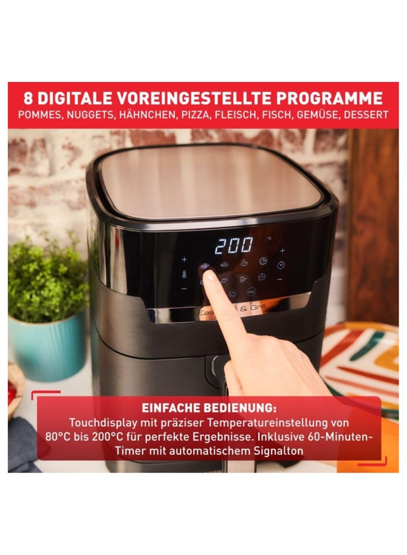 Tefal - Easy Fry And Grill Hot Air Fryer 2 In 1 Technology Air Fryer And Grill Digital Display For 6 Servings 8 Cooking Programs Energy Saving Without Oil 4.2 L 1550 W EY5058 Black - Image 1