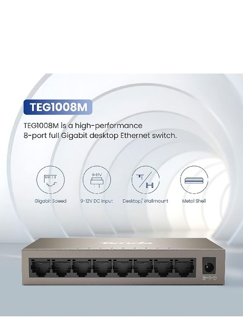 Tenda TEG1008M With 8-Port Gigabit Desktop Switch Brown  - Image 5