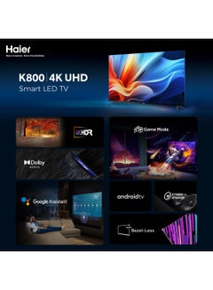 Haier 55 Inch 4K UHD Smart TV | Dolby Audio | HDR | Wi-Fi Built-In | Premium Design | Google Assistant | Voice Remote - H55K800UG Black  - Image 2