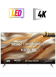 Haier 55 Inch 4K UHD Smart TV | Dolby Audio | HDR | Wi-Fi Built-In | Premium Design | Google Assistant | Voice Remote - H55K800UG Black  - Image 1