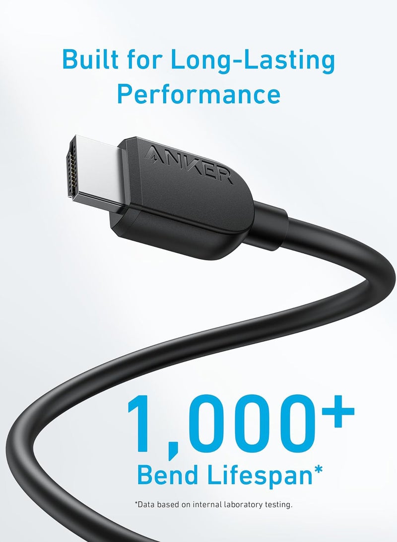 Anker - 8K@60Hz HDMI Cable, 3 ft Ultra HD 4K@120Hz HDMI to HDMI Cord, 48 Gbps Certified Ultra High-Speed Durable Cable with HDMI 2.1 and HDR, Compatible with PlayStation 5, Xbox, Samsung TVs, and More Black - Image 1