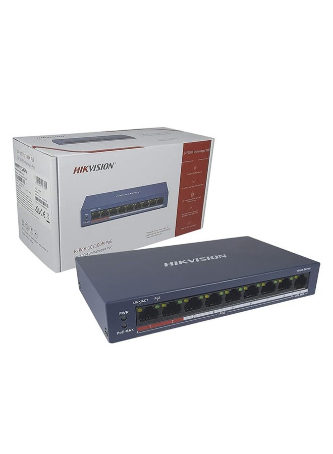 هيك فيجن - HIK VISION DS-3E0109P-E 8 Port Fast Ethernet Unmanaged POE Switch Black - Image 1