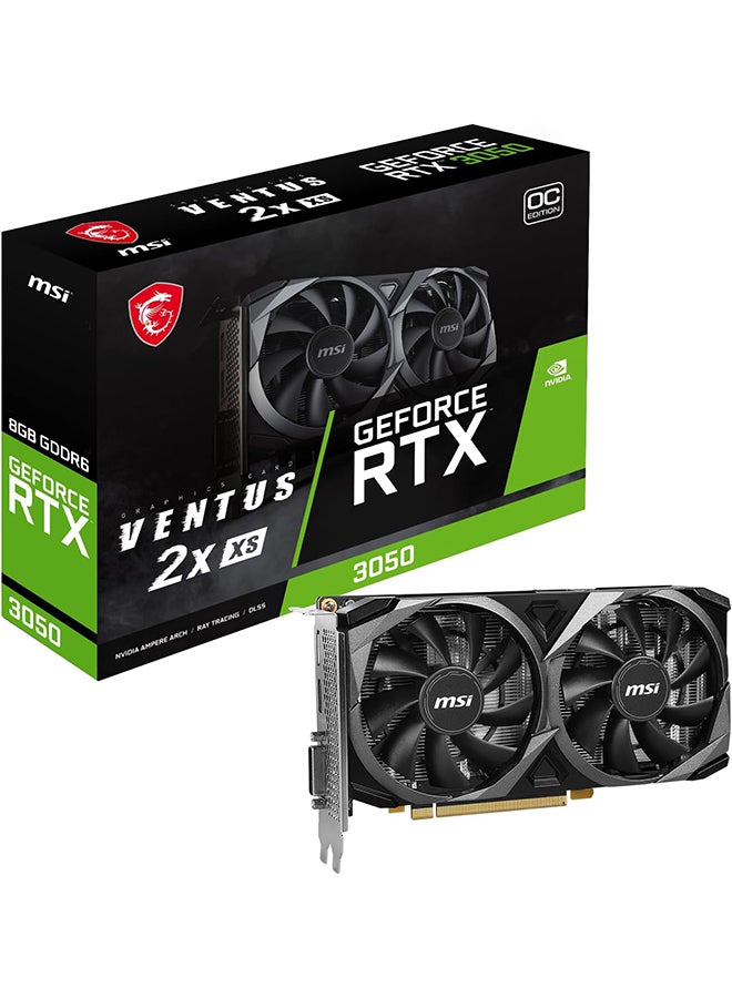 MSI GeForce RTX 3050 VENTUS 2X XS OC Graphics Card, 8GB GDDR6 128-bit Memory, 1807 MHz Boost Clock, 14Gbps Mermory Speed, 2560 CUDA Cores, PCIE 4, DP v1.4a / HDMI / DL-DVI-D x 1c | 912-V809-426 Black  - Image 1