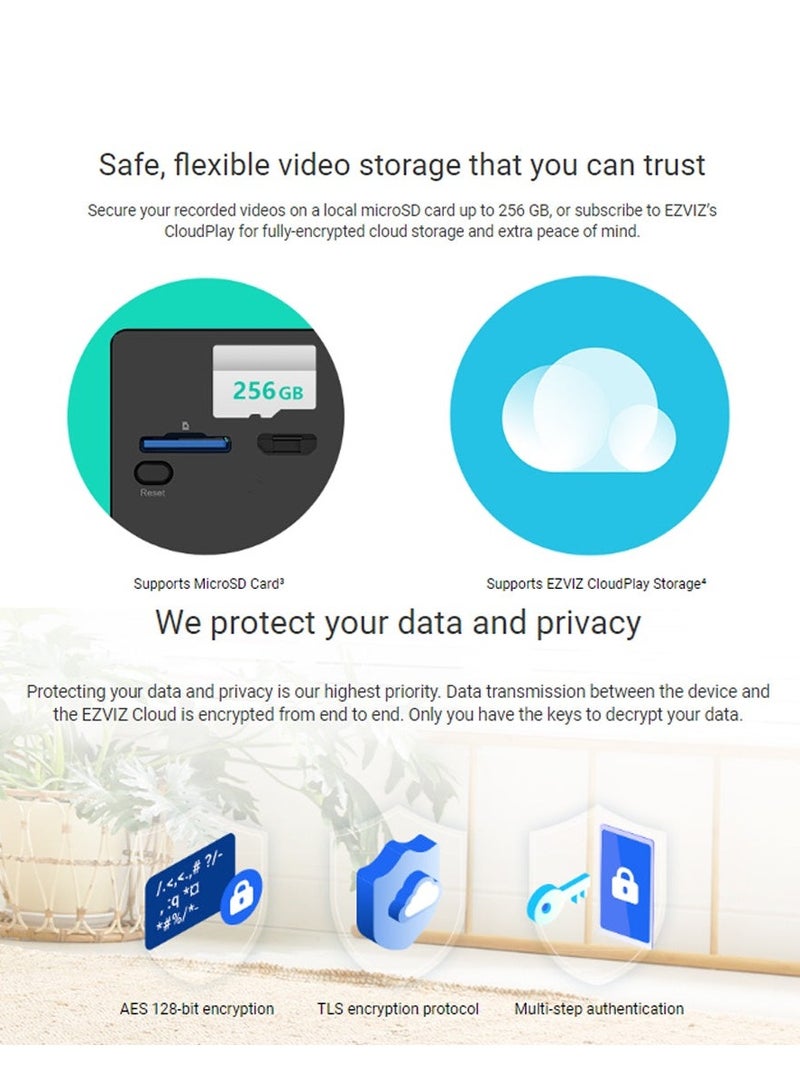 إيزفيز - كاميرا مراقبة IP لاسلكية BC2 تعمل بالبطارية وبدقة 1080p وتدعم الواي فاي مع القدرة على اكتشاف الحركة ورؤية ليلية بالأشعة تحت الحمراء ومناسبة للأماكن الداخلية ومراقبة الأطفال - Image 1