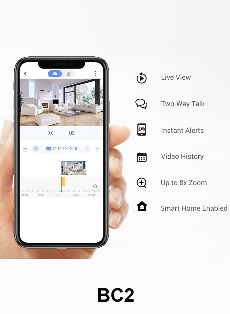 إيزفيز - كاميرا مراقبة IP لاسلكية BC2 تعمل بالبطارية وبدقة 1080p وتدعم الواي فاي مع القدرة على اكتشاف الحركة ورؤية ليلية بالأشعة تحت الحمراء ومناسبة للأماكن الداخلية ومراقبة الأطفال - Image 1