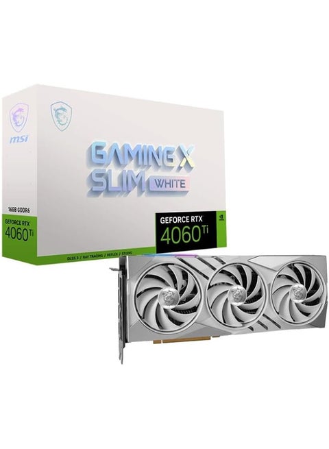 Gaming GeForce RTX 4060 Ti 16GB GDRR6 Boost Clock: 2685 MHz 128-Bit HDMI/DP Nvlink TORX Fan 4.0 Ada Lovelace Architecture Graphics Card RTX 4060 Ti Gaming X Slim White 16G White