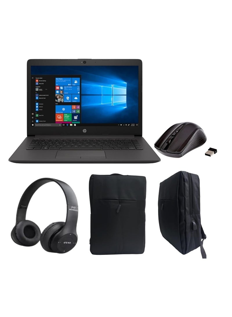 إتش بي - أحدث كمبيوتر 240 g8 لعام 2023 بشاشة مقاس 14 بوصة ومعالج Intel Core i3 وذاكرة وصول عشوائي سعة 8 جيجابايت ومحرك أقراص SSD سعة 256 جيجابايت وبطاقة رسومات Intel UHD ونظام تشغيل Windows 11 مع ماوس + حقيبة كمبيوتر محمول + سماعة رأس باللغة الإنجليزية/العربية أسود - Image 1