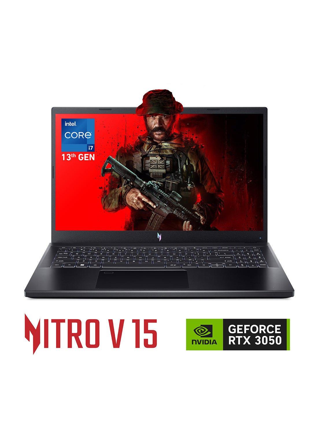Nitro V ANV15 Gaming Laptop 15.6 Inch Full HD IPS 144Hz Display, Intel Core i7-13620H 10 Cores/16GB DDR5 RAM/512GB SSD Storage/6GB NVIDIA GeForce RTX 3050 Graphics/Windows 11 Home/ English/Arabic Obsidian Black English/Arabic Obsidian Black