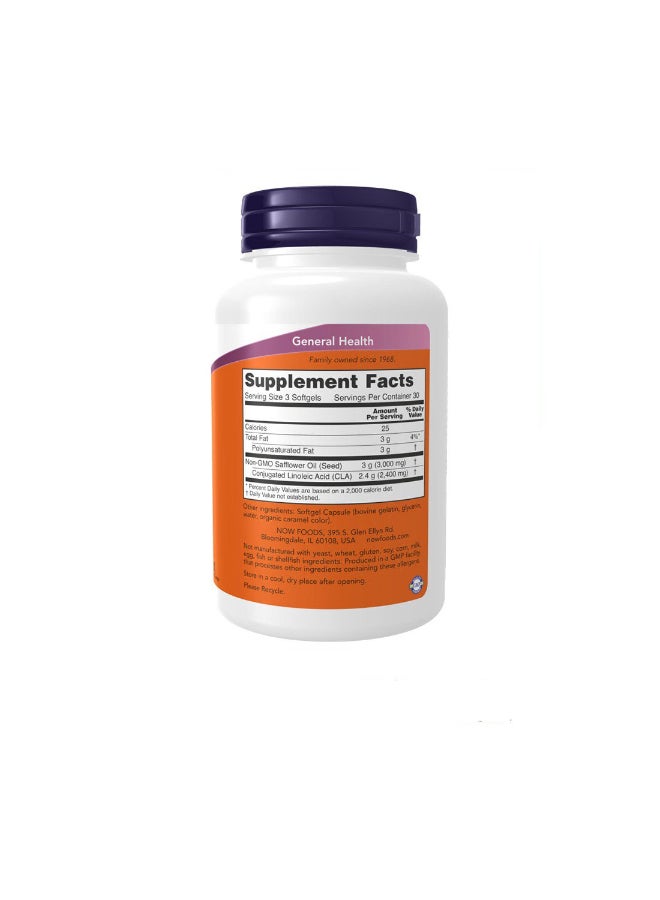 Now Foods 90 Pieces CLA (Conjugated Linoleic Acid) 800 Mg Softgels - Image 3