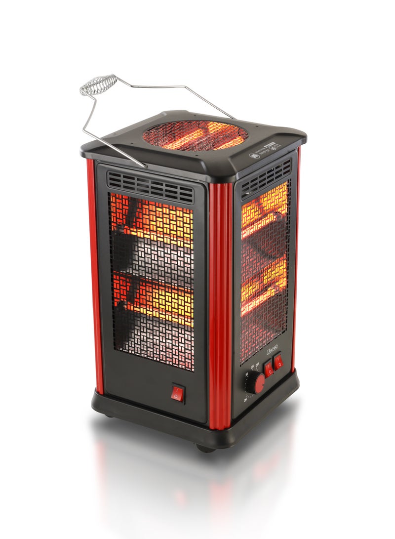 جانو سخان كهربائي - 5 جوانب تسخين - 10 عناصر تسخين كواتز - مع مقبض وعجلات للحركة السهلة - 2000 واط - JN07002 - Image 4