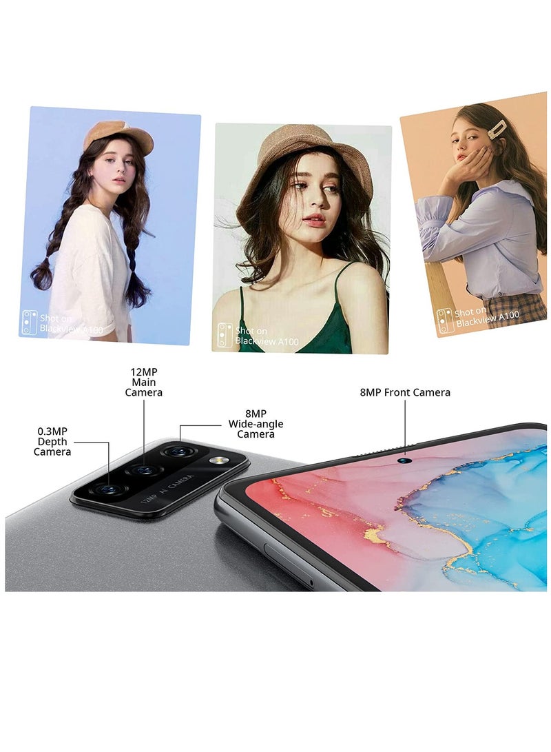 Blackview - A100 Android 11 Smartphone 6.67 Inch Fhd+ Infinity-O Display 128Gb/6Gb Ram Mtk P70 Octa-Core With 18W 4680mAh Battery, 12Mp AI Main Camera Dual Sim Mobile Phone-Graphite Gray - Image 1