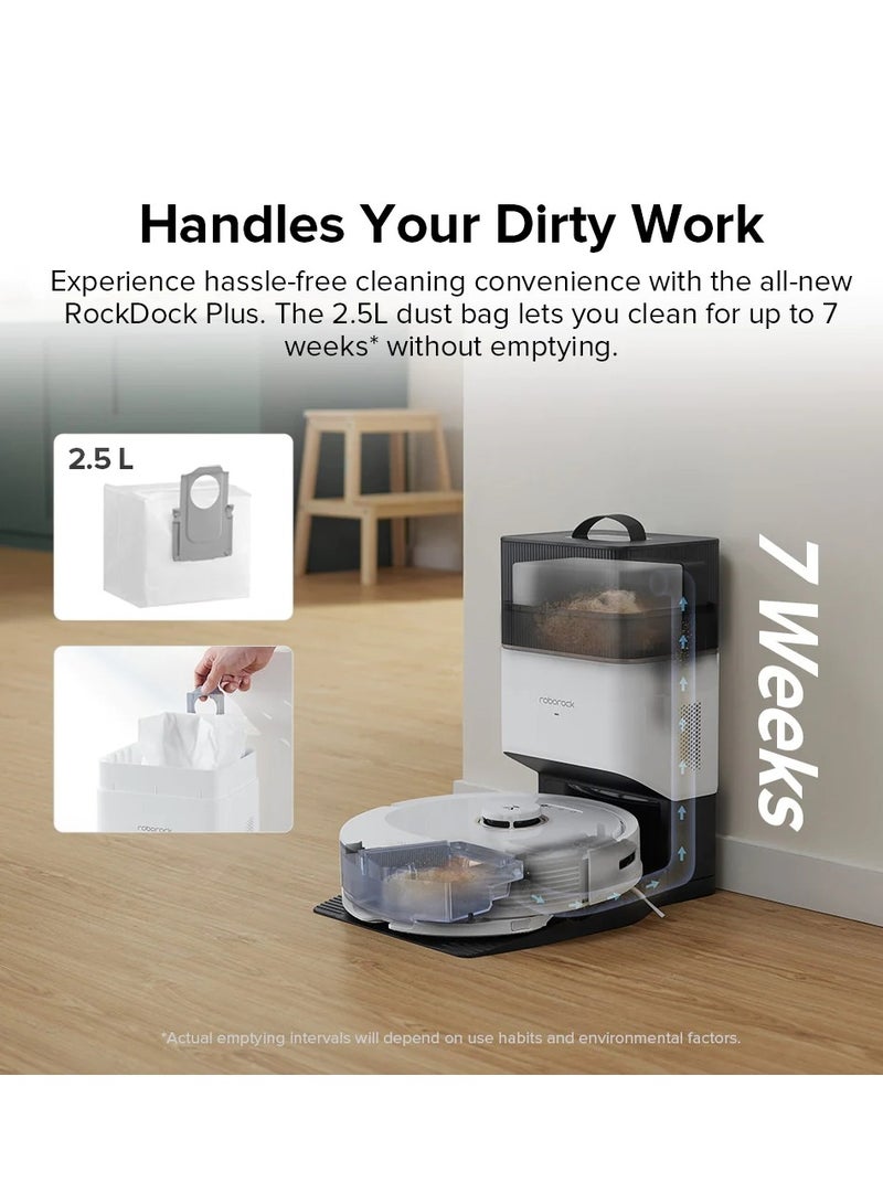 roborock - Q8 Max+ Robotic Vacuum And Mop, Self-Emptying, Hands-Free Cleaning For Up To 7 Weeks, Reactive Tech Obstacle Avoidance, 5500 Pa Suction, DuoRoller Brush, APP-Controlled Mopping 74 W Q8MP02-00 White - Image 1