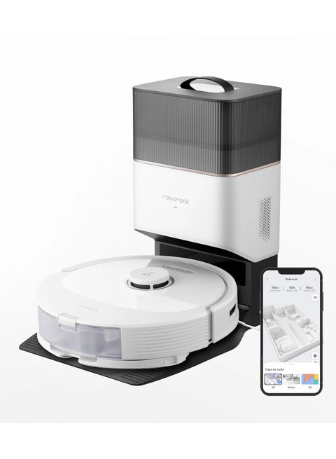 Q8 Max+ Robotic Vacuum And Mop, Self-Emptying, Hands-Free Cleaning For Up To 7 Weeks, Reactive Tech Obstacle Avoidance, 5500 Pa Suction, DuoRoller Brush, APP-Controlled Mopping 74 W Q8MP02-00 White