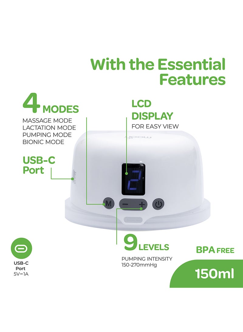 مون مضخة ثدي صغيرة الحجم يمكن ارتداؤها بدون استخدام اليدين - 150 مل - Image 2