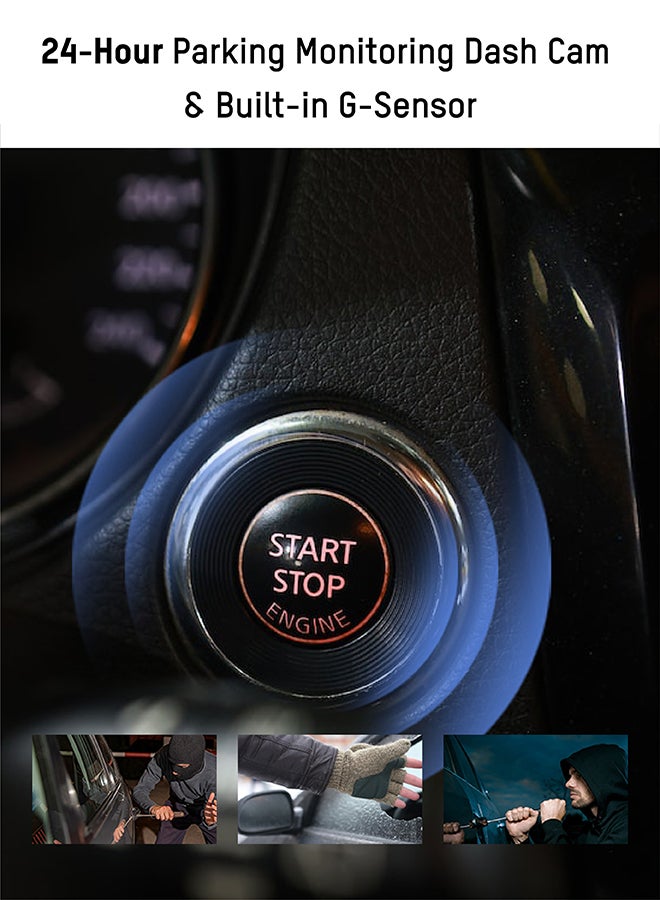 هيك فيجن - G2Pro Dash Cam، 4K، كاميرات أمامية وخلفية، واي فاي، شاشة لمس 3 بوصة، تطبيق، ADAS، GPS، التحكم الصوتي، تسجيل حلقة، كابل خط باك في الصندوق، مراقبة مواقف السيارات، مكثف فائق مدمج، جهاز التحكم عن بعد - Image 1