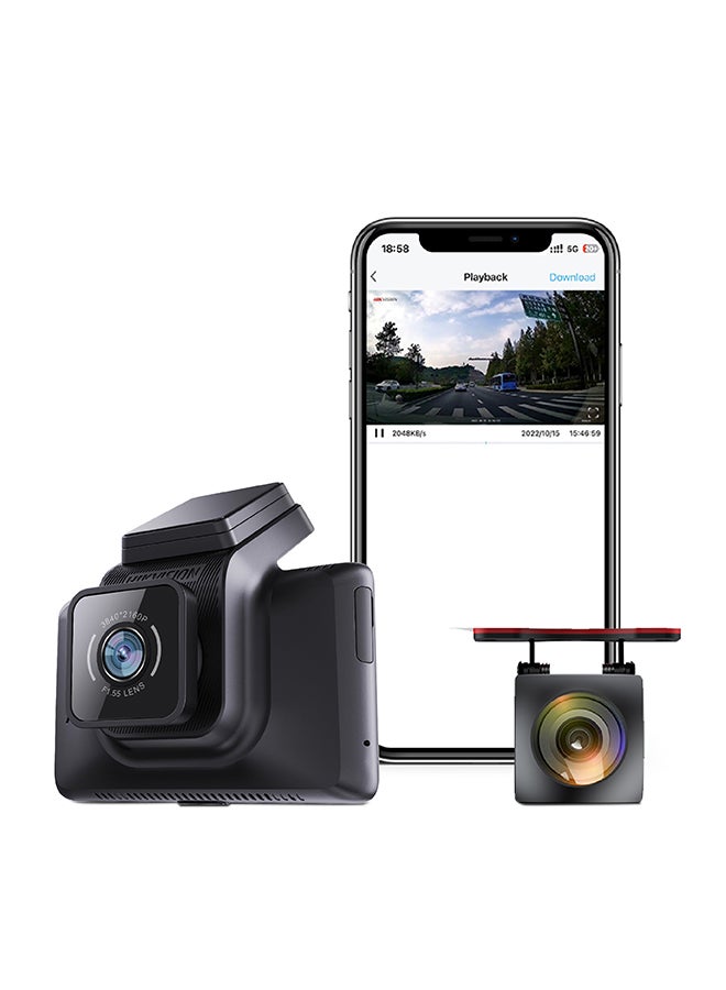 HIKVISION - K5 Dash Cam, 2K, Front and rear cameras, WiFi, 3 inch touch screen, APP, Loop recording, G-sensor, Voice control, Buck-line cable in the box, Parking monitoring - Image 1