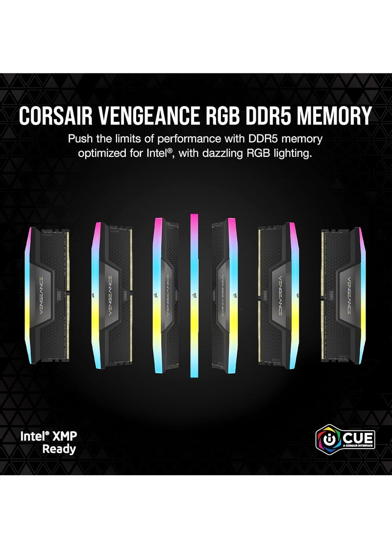 CORSAIR - Vengeance RGB DDR5 64gb (2x32GB) 5600MHZ CMH64GX5M2B5600C36 Intel Optimised Desktop Memory 2x32GBNone Black - Image 1