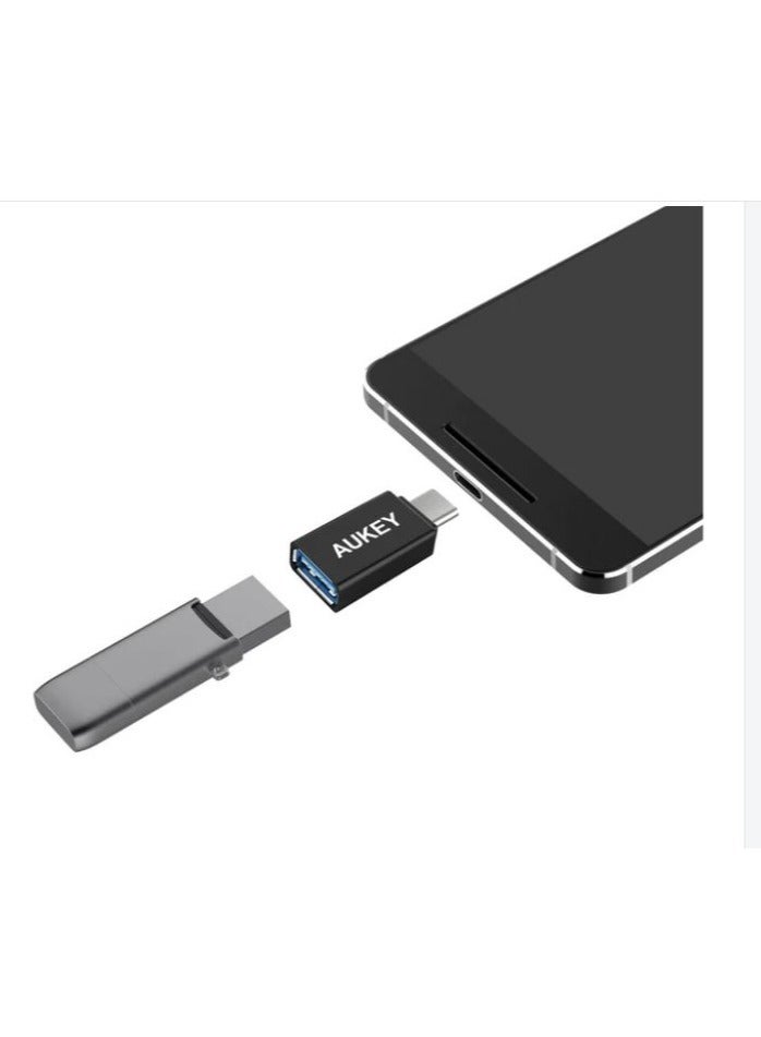 Aukey - CB-A1 USB 3.0 A to C Adapter (1 Pack) Black - Image 1