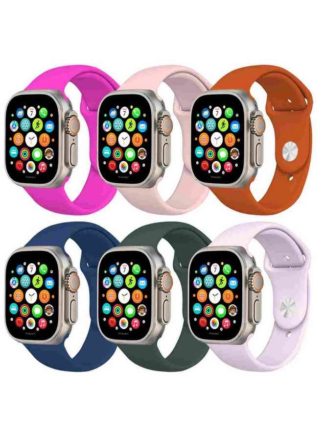MARGOUN - 6 Pack Of Silicone Sport Band 49Mm 45Mm 44Mm 42Mm Replacement Wrist Strap Compatible For Series Ultra 2/ 9/Ultra/ 8/ 7/ 6/ 5/ 4/ 3 And SE Multicolour - Image 1